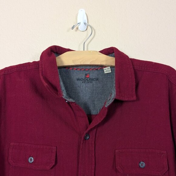 Woolrich 100% Brushed Cotton Flannel Button Down Shirt Mens XXL Wine Red Casual - Picture 2 of 9